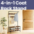 Hall Tree – Steel – Industrial Style – Multifunctional with Shoe Storage and 9 Hooks
