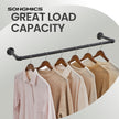 Industrial Pipe Clothes Hanging Rail – Metal – Black – Heavy-Duty Wall-Mounted Design, Set of 2, Space-Saving 92 x 30 x 7.5 cm