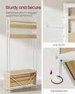 Coat Rack with Shoe Storage – Wood – Golden Oak and Cloud White – Industrial Style with Bench and 9 Hooks