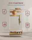 Coat Rack with Shoe Storage – Wood – Golden Oak and Cloud White – Industrial Style with Bench and 9 Hooks