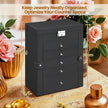 Jewelry Box – Wood – Black – 6 Tiers, 5 Drawers, Lockable with Mirror