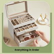 Jewelry Box – Glass – Grey and Gold – 4-Tier Organizer with 3 Drawers