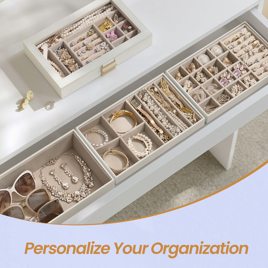 4-Tier Stackable Jewellery Organiser – Clear Glass – Drawer Design – Elegant Storage Solution