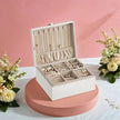 Jewelry Box – Wood – White – 2-Layer with Removable Tray and Handle