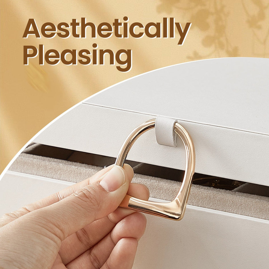 Jewelry Box – Wood – White – 2-Layer with Removable Tray and Handle