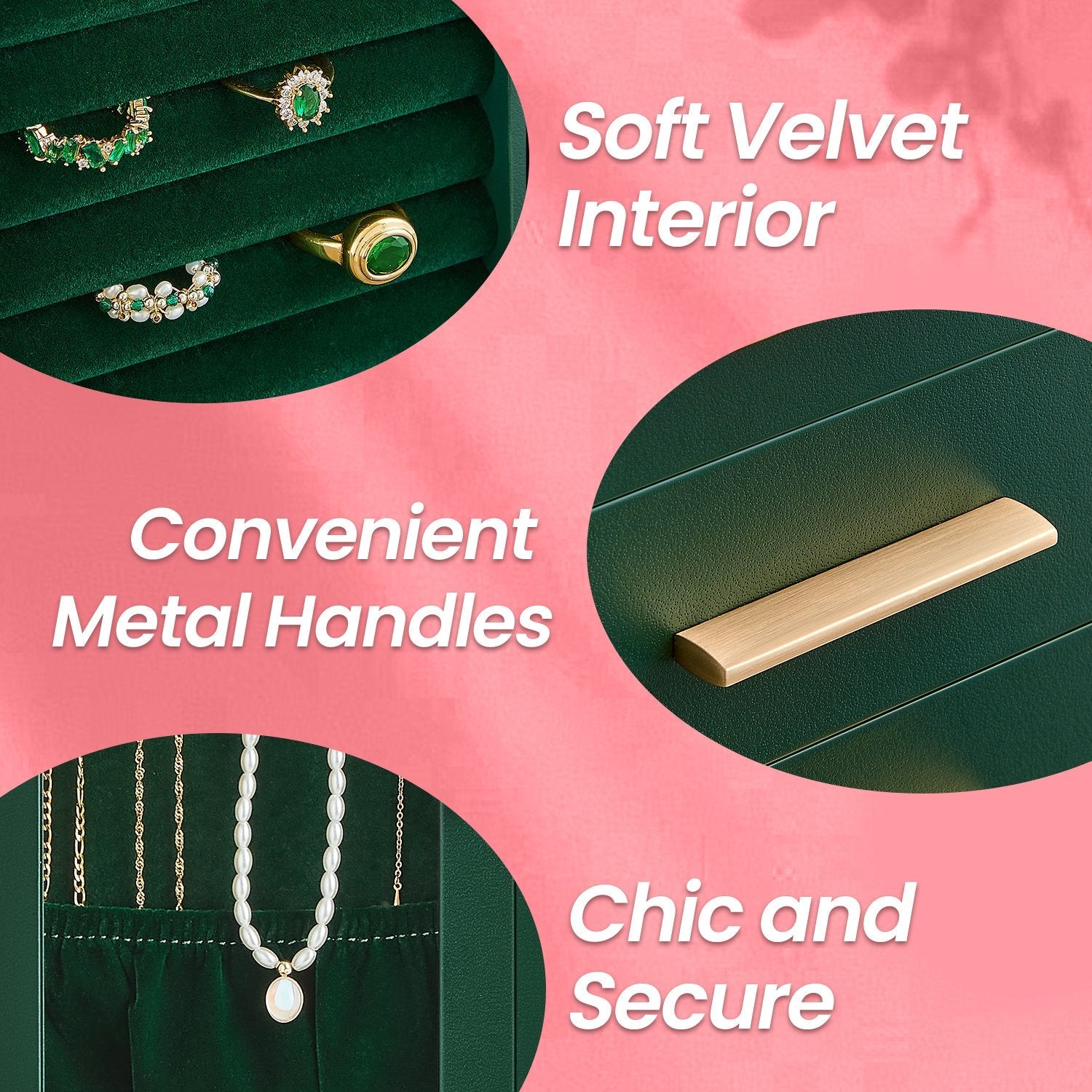 Jewellery Organizer – Glass – Vertical – 360° Rotating with 5 Drawers and Open Design