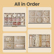 Jewellery Box – Glass – Cloud White and Gold – 6-Layer Organizer with 5 Drawers
