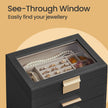 Jewellery Box – Glass – Cloud White and Gold – 6-Layer Organizer with 5 Drawers