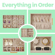 Jewellery Box – Glass – Cloud White – 5-Layer Organiser with 3 Side Drawers and Big Mirror