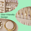Jewellery Box – Glass – Cloud White – 5-Layer Organiser with 3 Side Drawers and Big Mirror