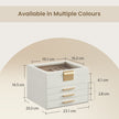 Jewellery Box – Glass – Cloud White and Gold – 4-Layer Organiser with 3 Drawers