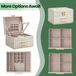 Jewellery Box – PU – Cloud White – 3 Tiers with Mirror and 2 Drawers