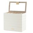 Jewellery Organiser Box – Wood and Glass – Large – 6-Tier Stackable Design with Clear Lid