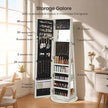 Jewellery Cabinet – Wood – White with Greyish Wood Grain – Full-Length Mirror with 360° Swivel