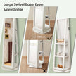 Jewellery Cabinet – Wood – White with Greyish Wood Grain – Full-Length Mirror with 360° Swivel