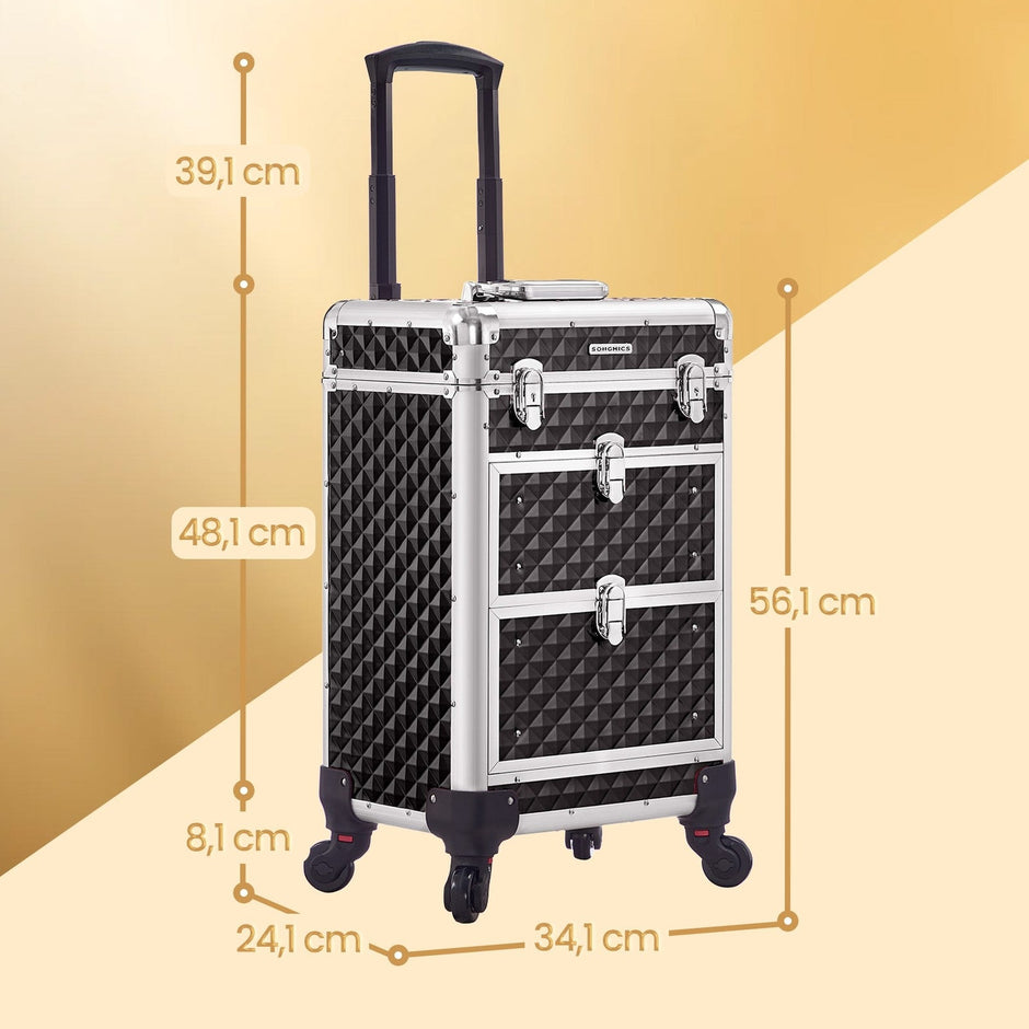 Makeup Trolley – ABS – Red – Rolling with 2 Drawers