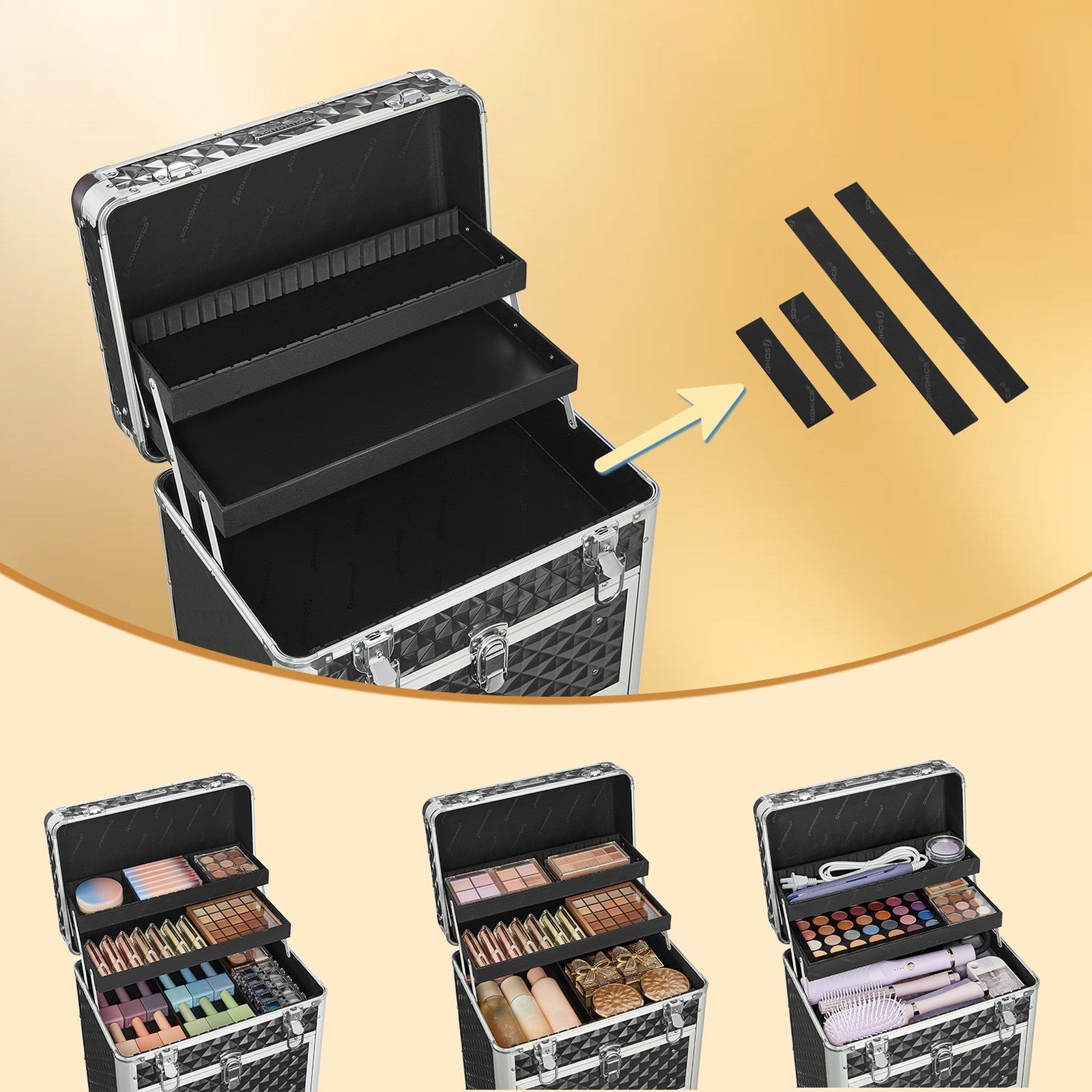 Makeup Trolley – ABS – Red – Rolling with 2 Drawers