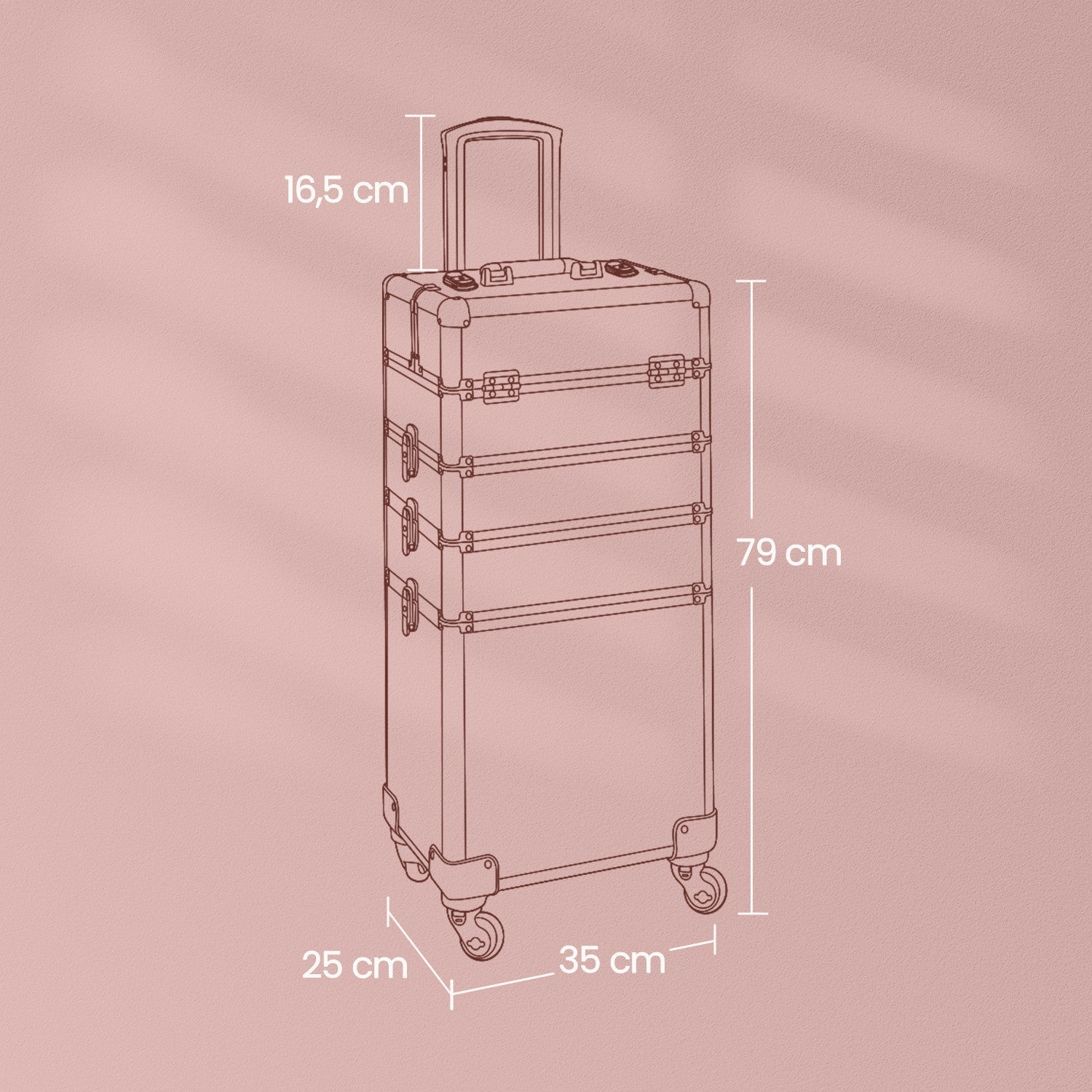 Makeup Trolley – Plastic – Black – Lockable, 4-in-1 Rolling Organizer with Universal Castors