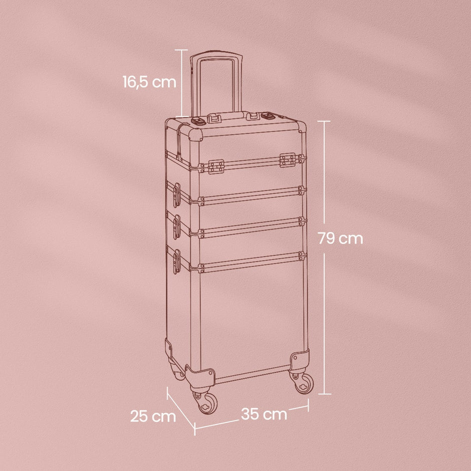 Makeup Trolley – Plastic – Black – Lockable, 4-in-1 Rolling Organizer with Universal Castors