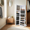 Jewellery Cabinet – Wood – Rustic Brown and Black – 360° Rotating and Lockable with Full-Length Mirror