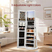 Jewellery Cabinet – Wood – Cloud White – Lockable with LED Lights and Full-Length Mirror