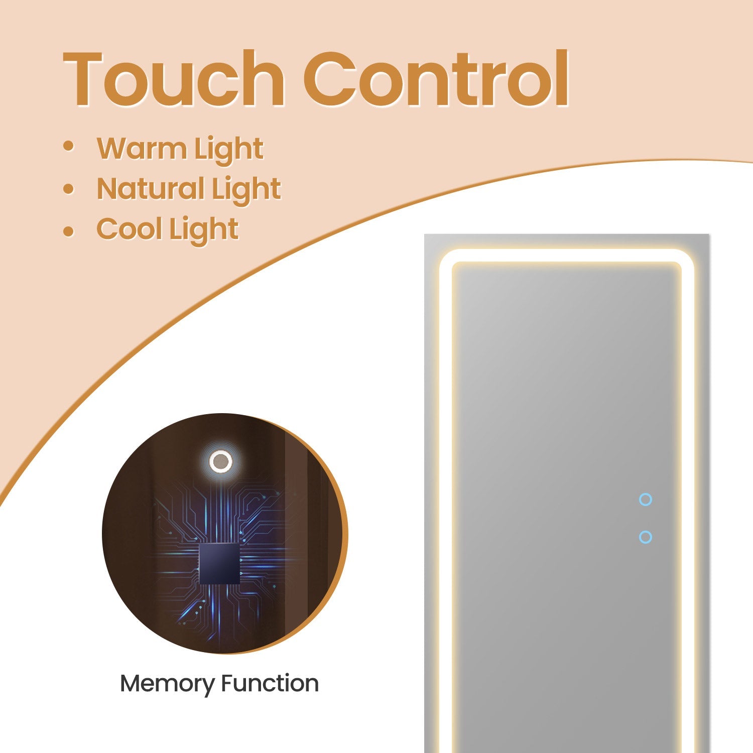 Jewellery Cabinet – MDF – Brown – Lockable with Full-Length Mirror and LED Lights