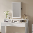 Lockable Jewellery Cabinet – Wood – White – Wall-Mounted with Mirror and Space-Saving Design