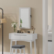 Lockable Jewellery Cabinet – Wood – White – Wall-Mounted with Mirror and Space-Saving Design