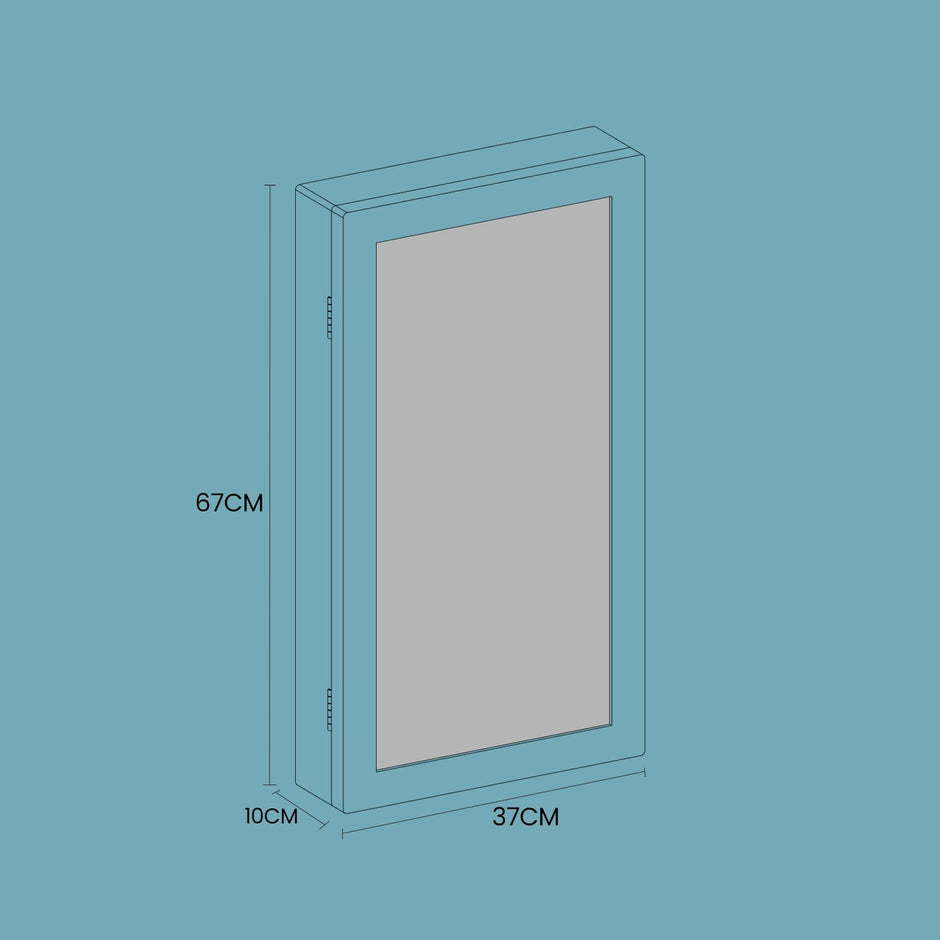 Lockable Jewellery Cabinet – Wood – White – Wall-Mounted with Mirror and Space-Saving Design