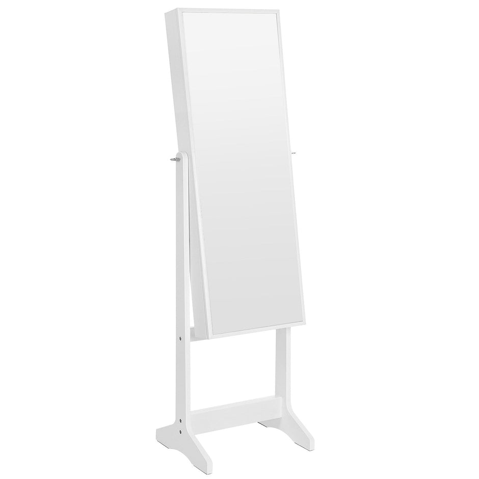 Jewellery Storage Cabinet – Wood – Black and White – Lockable with Full-Length Mirror