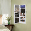 Wall-Mounted Jewelry Cabinet – Mirror – White – LED Lighted with Large Capacity and Drawers