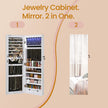 Wall-Mounted Jewelry Cabinet – Mirror – White – LED Lighted with Large Capacity and Drawers