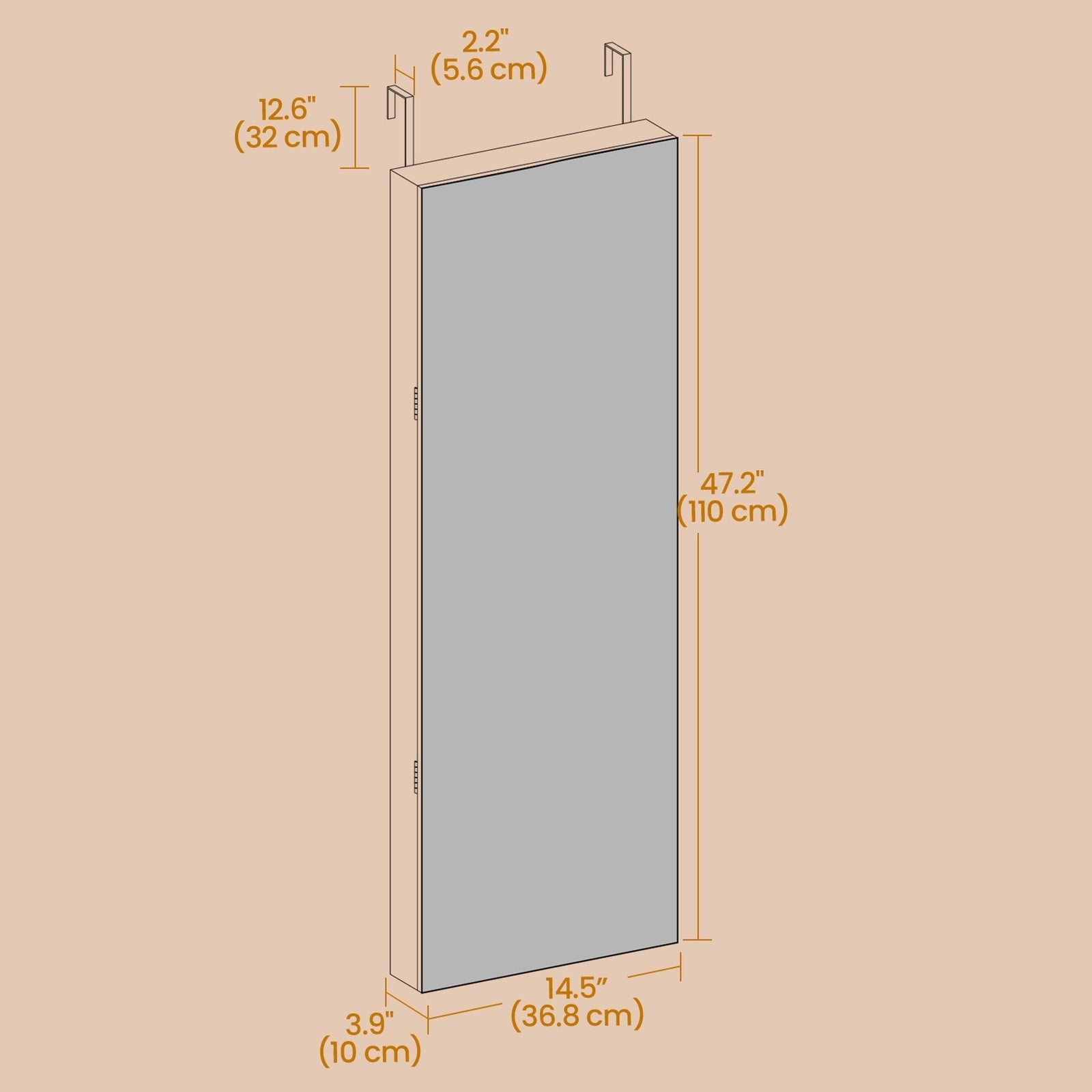 Wall-Mounted Jewelry Cabinet – Mirror – White – LED Lighted with Large Capacity and Drawers