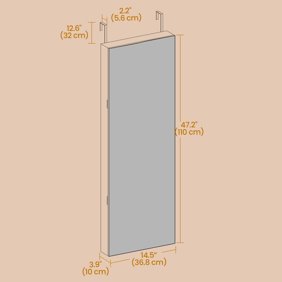 Wall-Mounted Jewelry Cabinet – Mirror – White – LED Lighted with Large Capacity and Drawers
