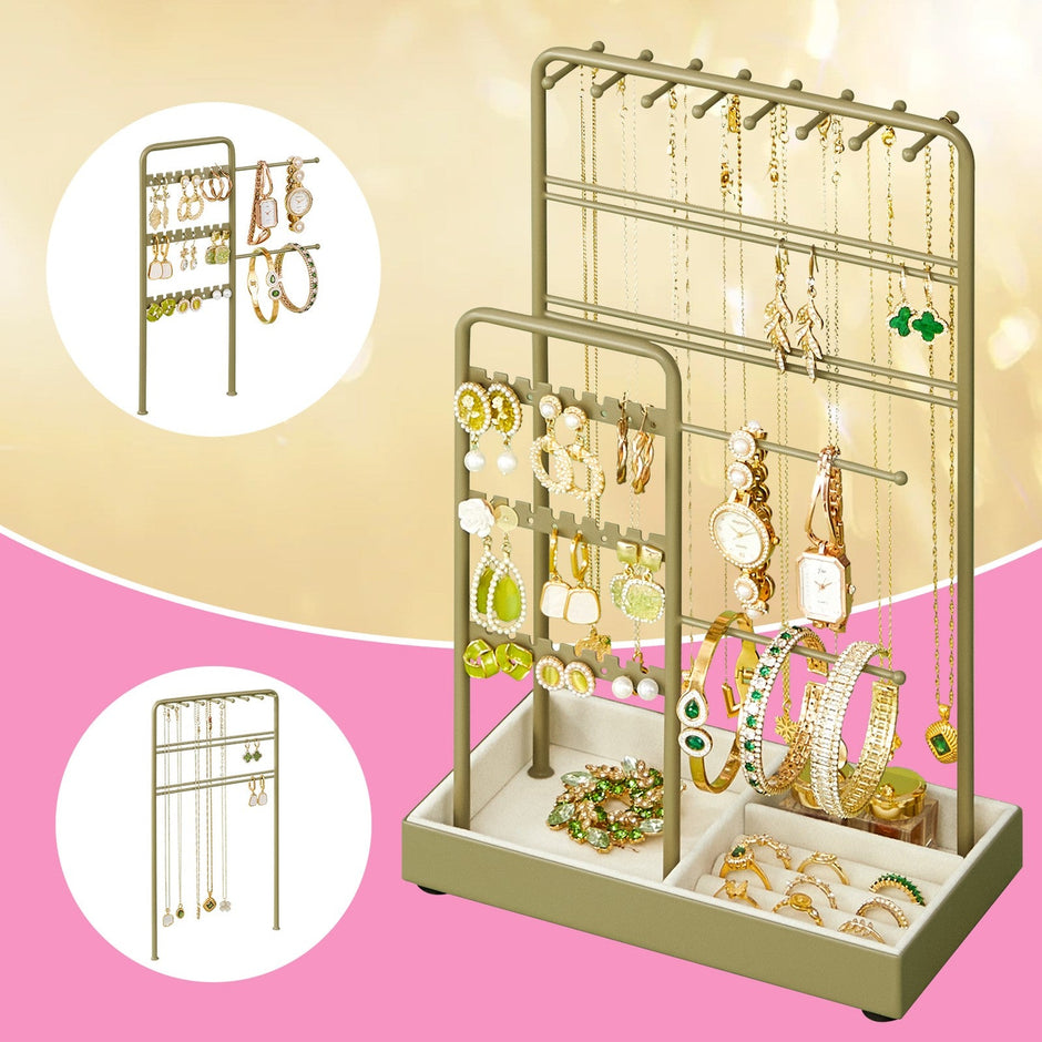 Jewellery Organizer – Metal Frame – Velvet-Lined – Earring and Bracelet Display Stand