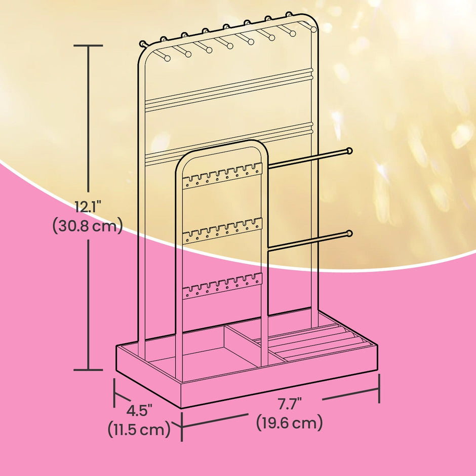 Jewellery Organizer – Metal Frame – Velvet-Lined – Earring and Bracelet Display Stand