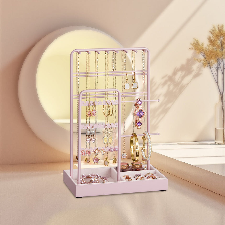 Jewellery Organizer – Metal Frame – Velvet-Lined – Earring and Bracelet Display Stand