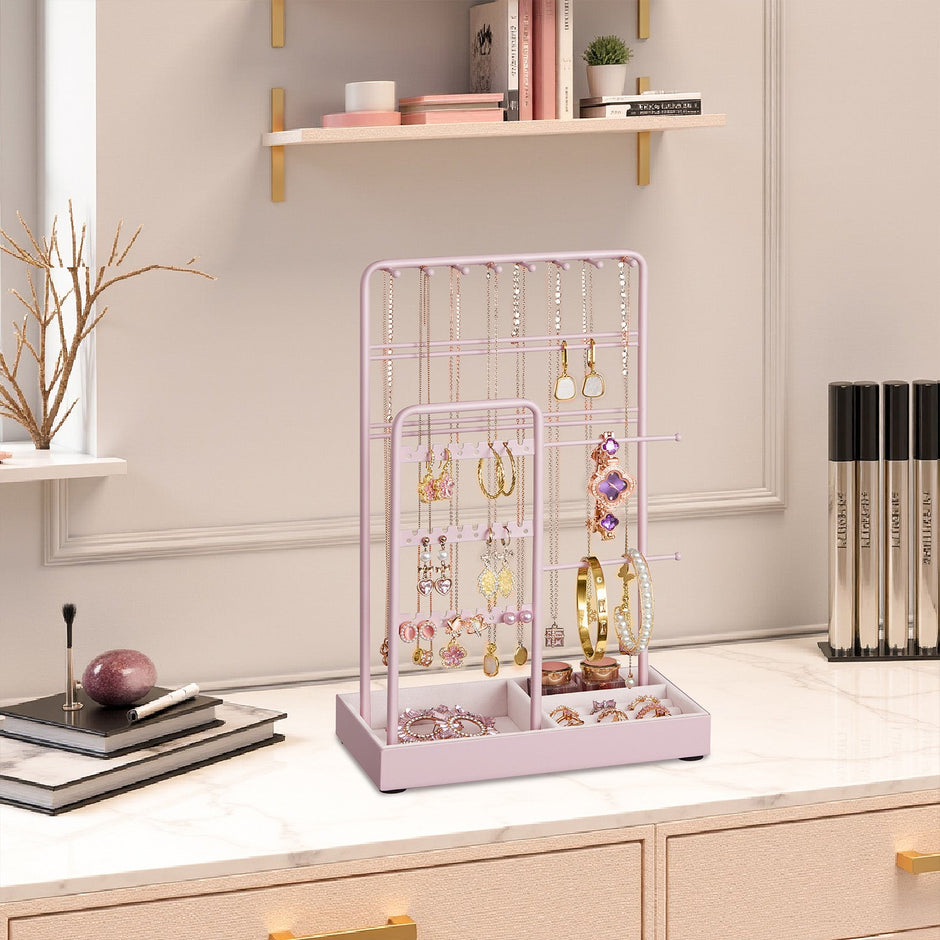 Jewellery Organizer – Metal Frame – Velvet-Lined – Earring and Bracelet Display Stand