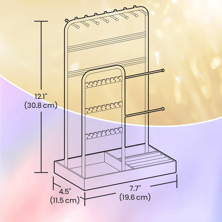 Jewellery Organizer – Metal Frame – Velvet-Lined – Earring and Bracelet Display Stand