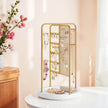 Rotating Jewellery Display Stand – Metal – Gold – 4 Independent Sections with Bottom Tray
