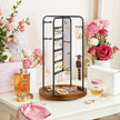 Rotating Jewellery Display Stand – Metal – Black – 4 Independent Sections with Bottom Tray