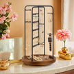 Rotating Jewellery Display Stand – Metal – Black – 4 Independent Sections with Bottom Tray