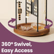 Rotating Jewellery Display Stand – Metal – Black – 4 Independent Sections with Bottom Tray