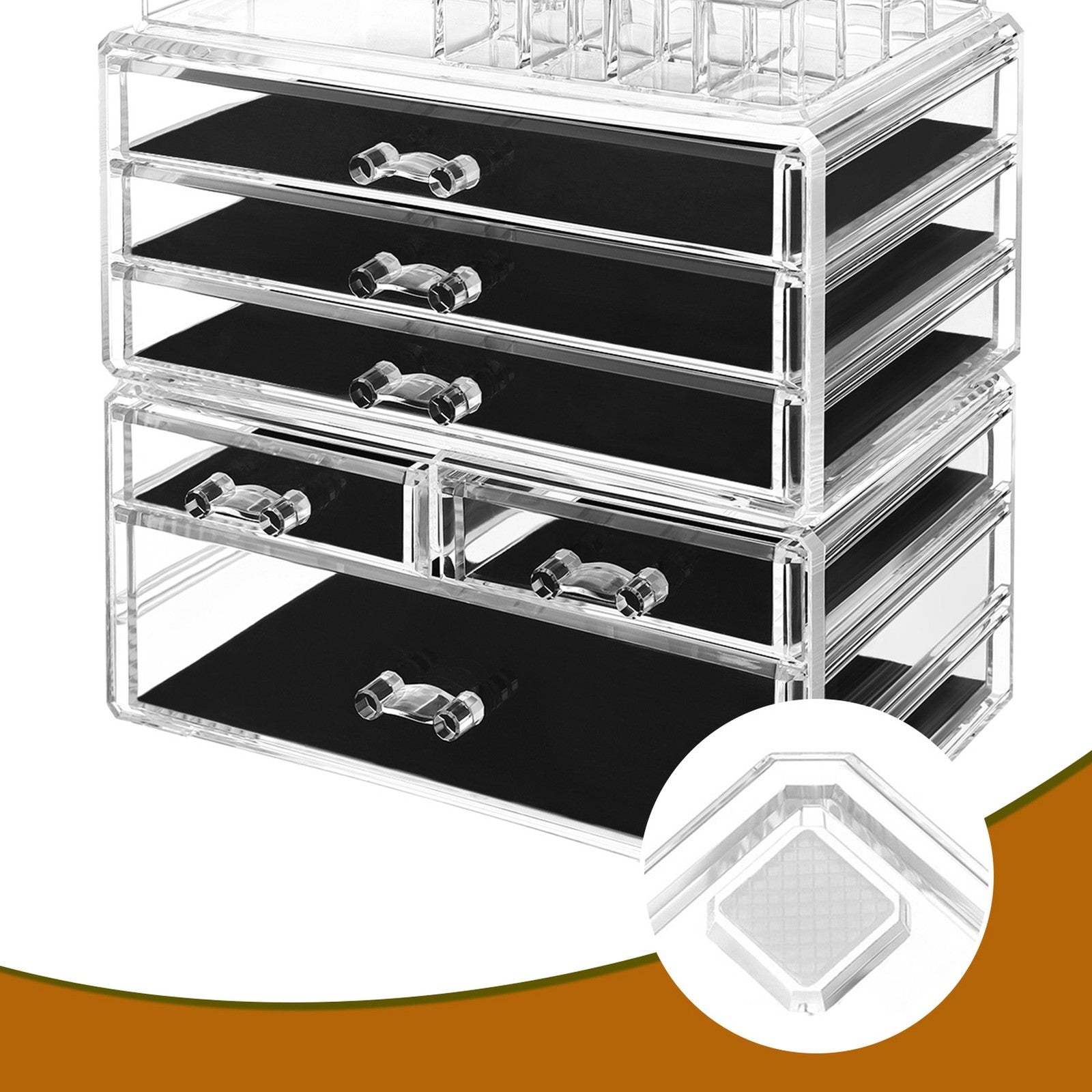 Large Acrylic Makeup Organizer – Clear – Stackable with 6 Drawers for Cosmetics and Makeup Tools