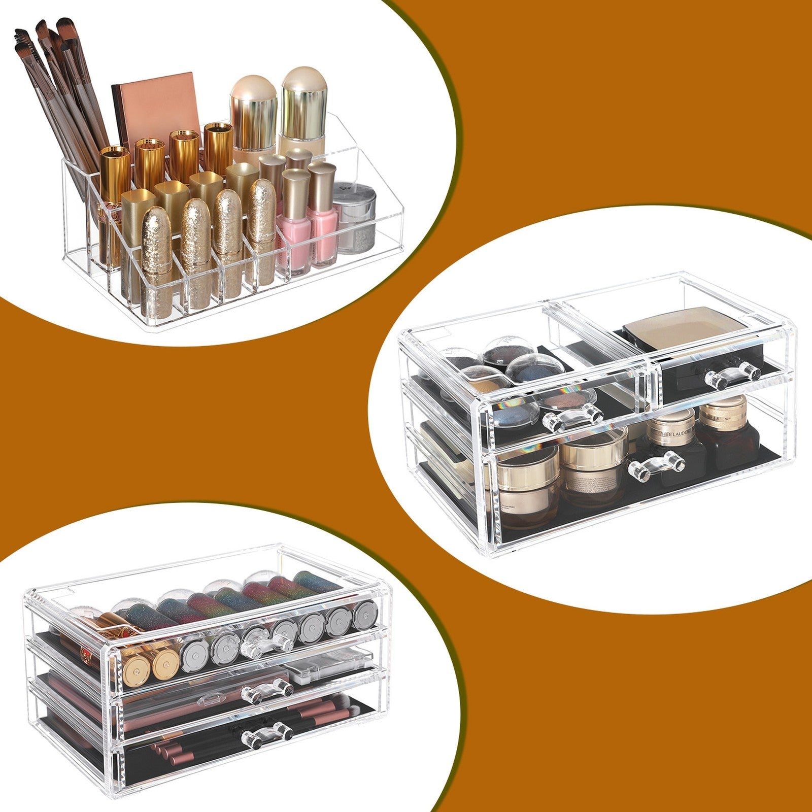 Large Acrylic Makeup Organizer – Clear – Stackable with 6 Drawers for Cosmetics and Makeup Tools