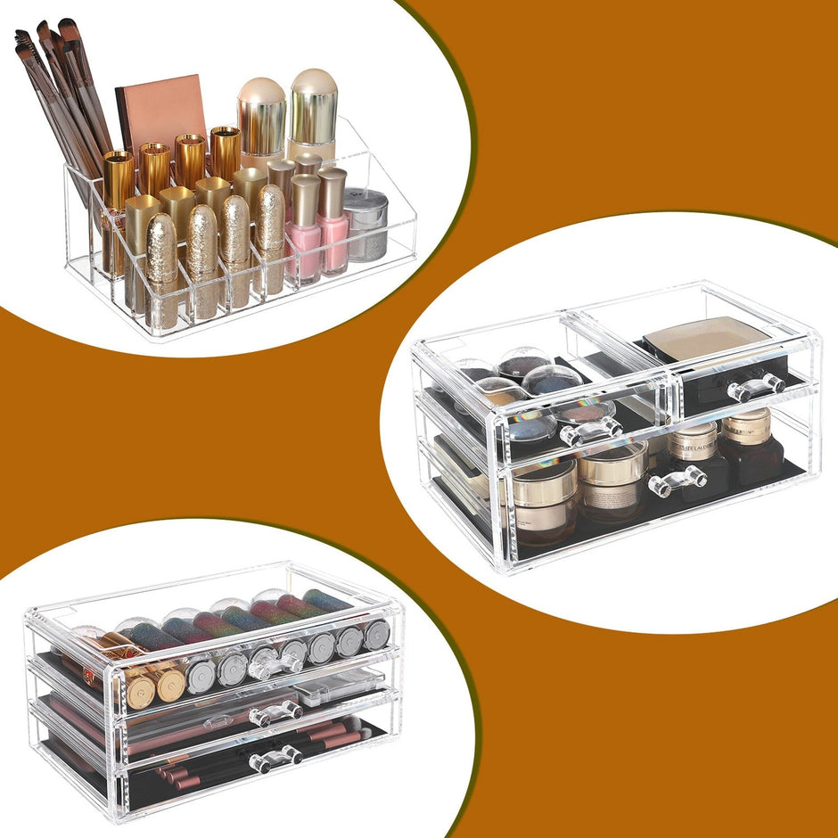 Large Acrylic Makeup Organizer – Clear – Stackable with 6 Drawers for Cosmetics and Makeup Tools