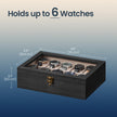Watch Box – Solid Wood – Rustic Walnut – 10-Slot Organiser with Glass Lid