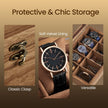 Watch Box – Solid Wood – Rustic Walnut – 10-Slot Organiser with Glass Lid