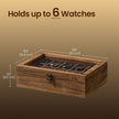 Watch Box – Solid Wood – Rustic Walnut – 10-Slot Organiser with Glass Lid