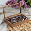 Watch Box – Solid Wood – Walnut – 12-Slot Organizer with Glass Lid